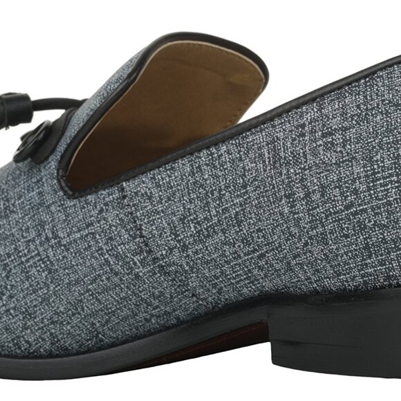 Mens Tuxedo Canvas Textile Noble Loafers and Slip On Shoes Wedding Party Shoes - Picture 5 of 7